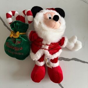 Red and White Santa Mickey Mouse Plush